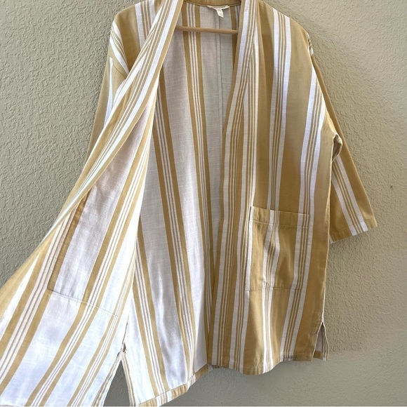 Eileen Fisher Reed Kimono Jacket Organic Cotton Striped Coastal Boho Artsy MP - Picture 11 of 13